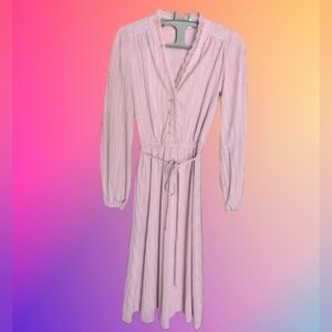 Vintage Long Sleeve Midi Dress: Lilac
